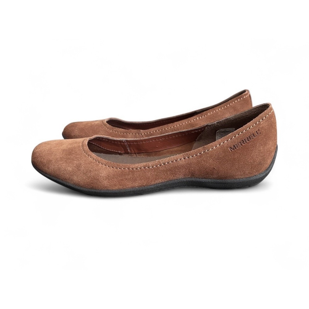 Merrell Shoe‎ Womens 10 Tan Leather Avesso Oak Slip On Shoe Oak Ballet Flat - Picture 7 of 11